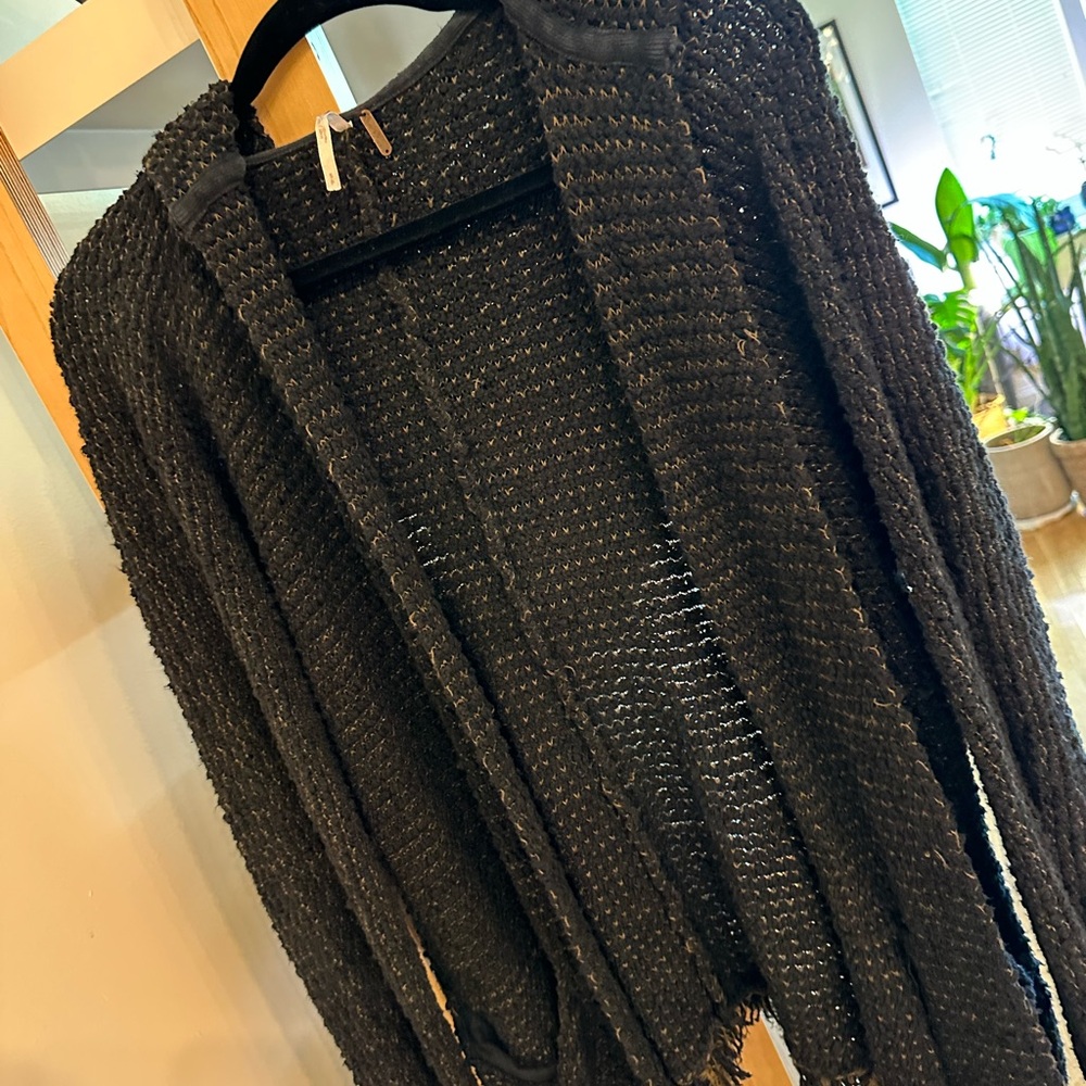 Free People Black Knit Cardigan Sweater